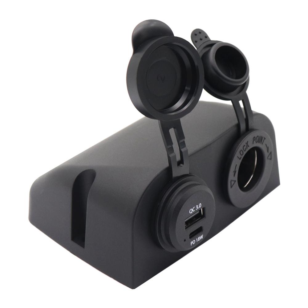 10-30V QC3.0 & TYPE-C Dual Charger Car Cigarette Lighter Socket Plug Panel Two Hole Tent Base For Boat Car Truck