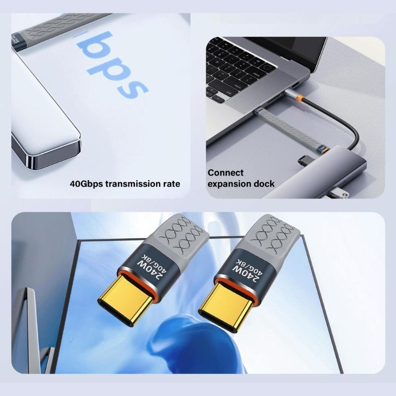 USB4 USB C Cable Short 5Inch Flat 40Gbps Data Transfer 240W Fast Charging Supports 8K Video for Phone Pad Devices