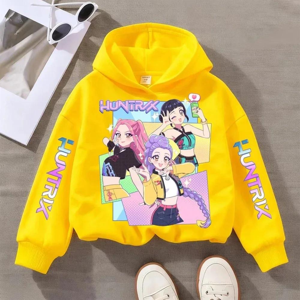 KPop Devil Hunter Cute Print Children Hooded Sweatshirt Boy Girl Autumn Winter Daily Outdoor Vacation Loose Warm Soft Sportswear