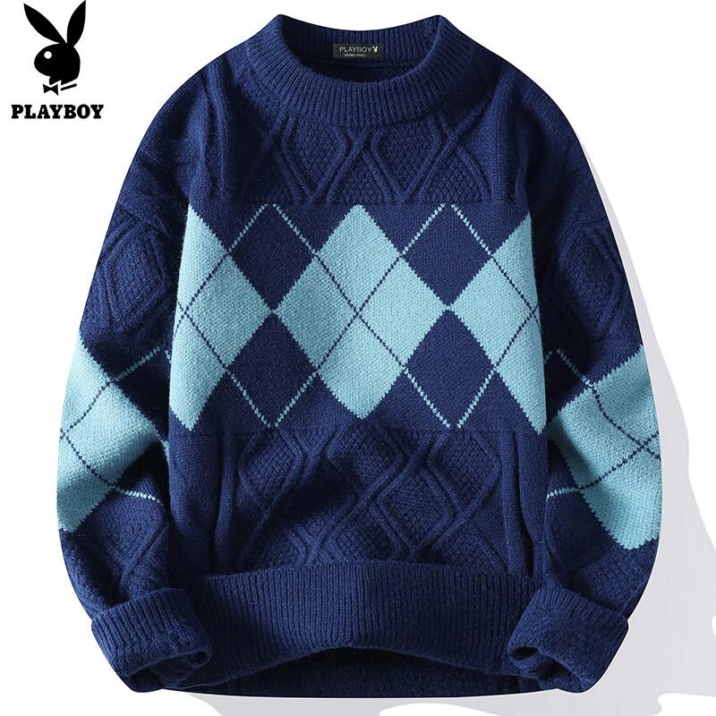 Playboy Men's Casual Thick Knit Pullover Sweater