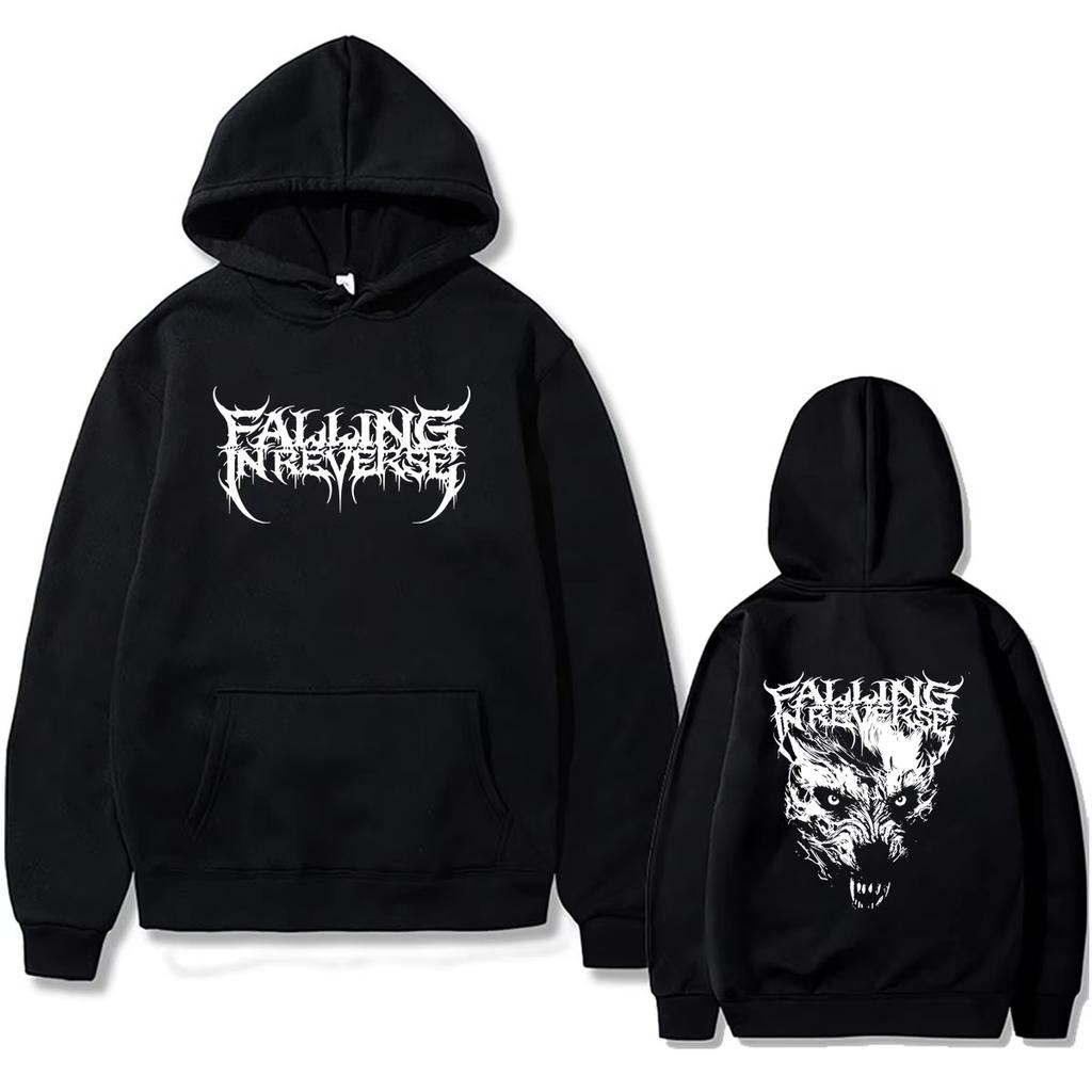 Unisex Falling in Reverse Album Cover Graphic Hoodie, Vintage Gothic Punk Loose Sweatshirt