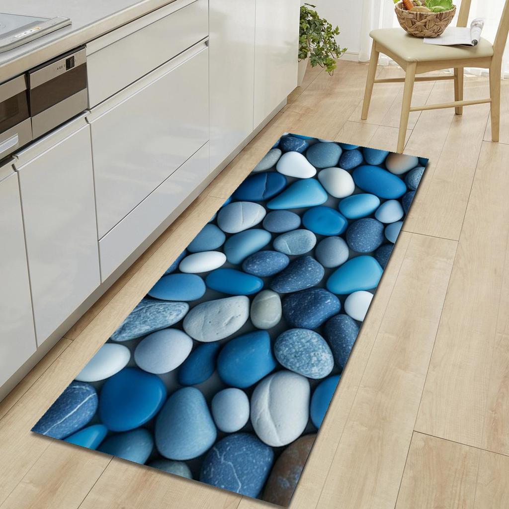 1Pcs Pebble Pattern Floor Mat Modern Kitchen Polyester Rug Non-Slip Colorful Indoor Carpet, For Home Bathroom Bedroom Living Room Decor