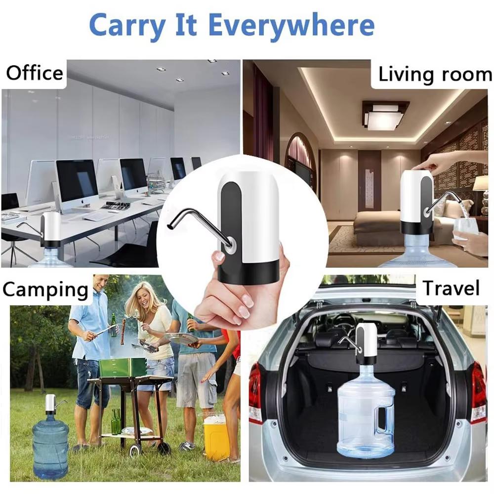 USB Charging Mini Water Dispenser With Extension Hose Water Pump Portable Bottle Electric Carboy Drinkware Pumps Kitchen Dining