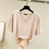 Damen T-Shirt Modal V-Ausschnitt Kurze Ärmel Tops Sommer Lässige T-Shirts Einfarbige Lockere Basic Unterhemden