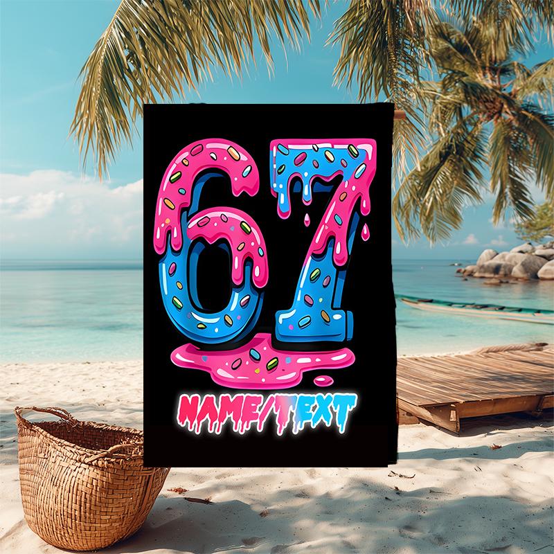 1PC Custom Name Drippy Number Art Beach Towel Highly Absorbent And Sand-Resistant Towel for Swimming, Pool, Yoga, And Travel Lightweight