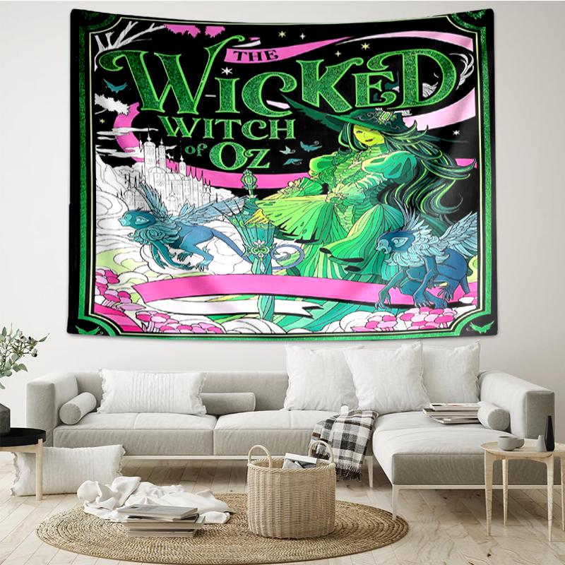Wicked Print Tapestry, Backdrop, Easy Setup, Ideal for Bedroom, Office & Living Room, with Aesthetic Wall Hanging Decor.