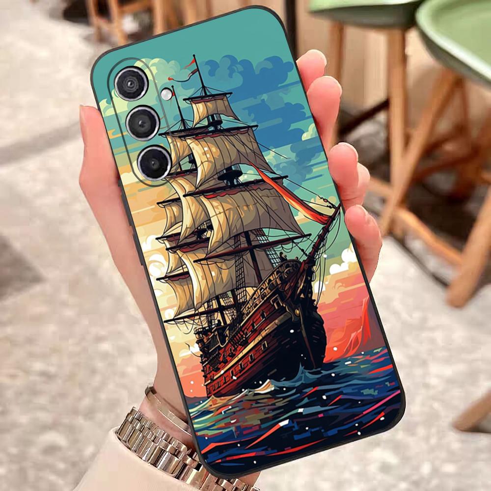 Sailing Boat Art Paintings Phone Case For Samsung S25 Edge S24 S23 S22 S21 S20 Ultra Plus Fe Galaxy A54 A53 A34 A25 A16 Silicon