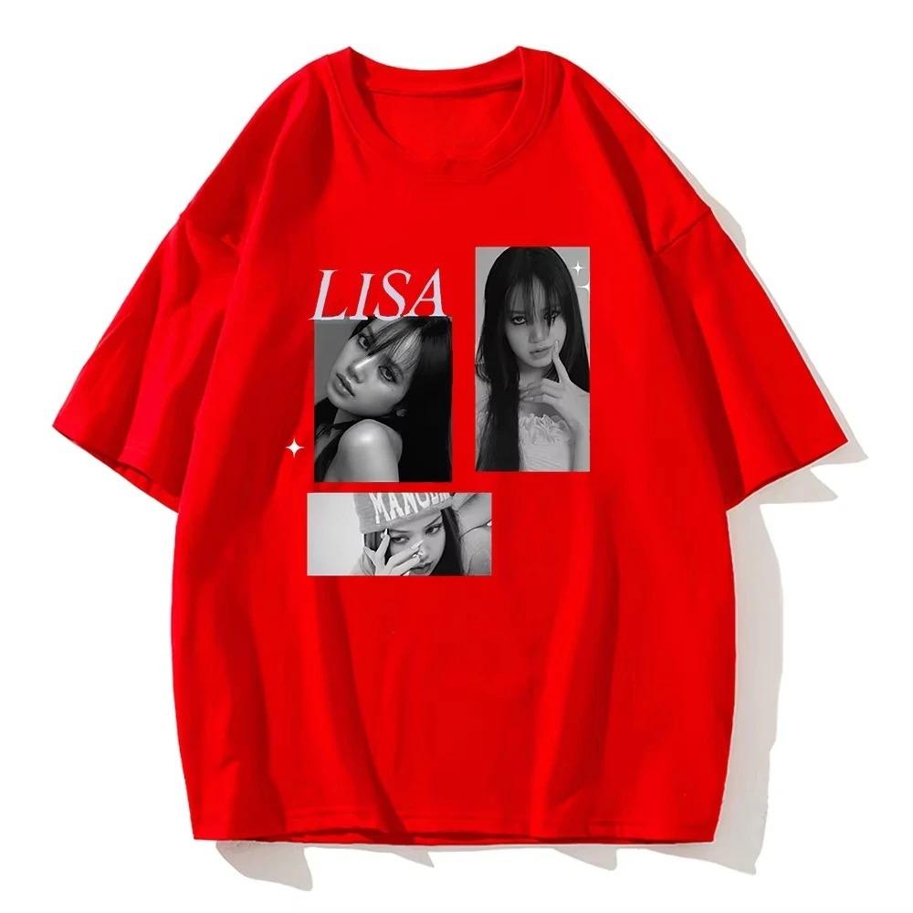 T-shirt Rose Oversize BLACKPINK Lisa Collage 3 Photos « LISA » Accent Étoilé | T-shirt Merch Streetwear Fan K-Pop