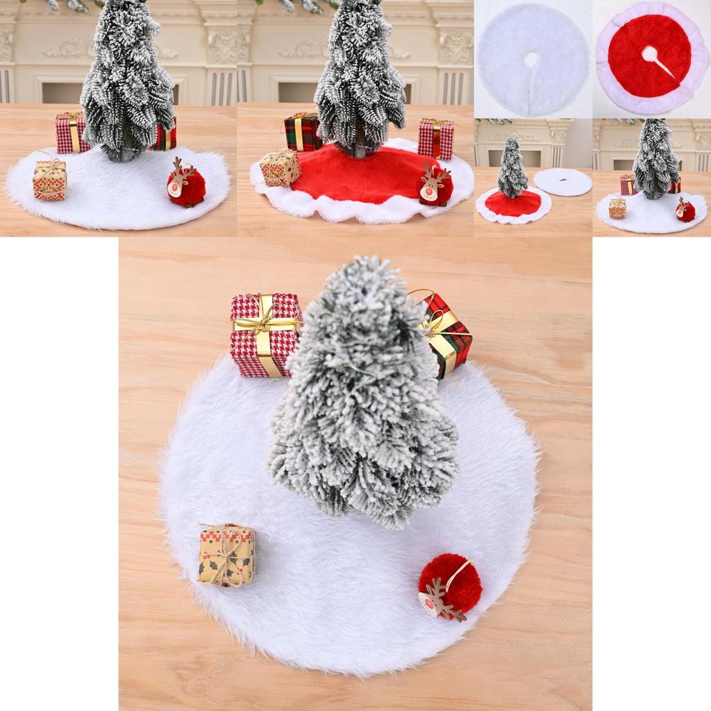 Elegant Red And White Trim Christmas Tree Skirt Soft Fabric Modern Holiday Decor