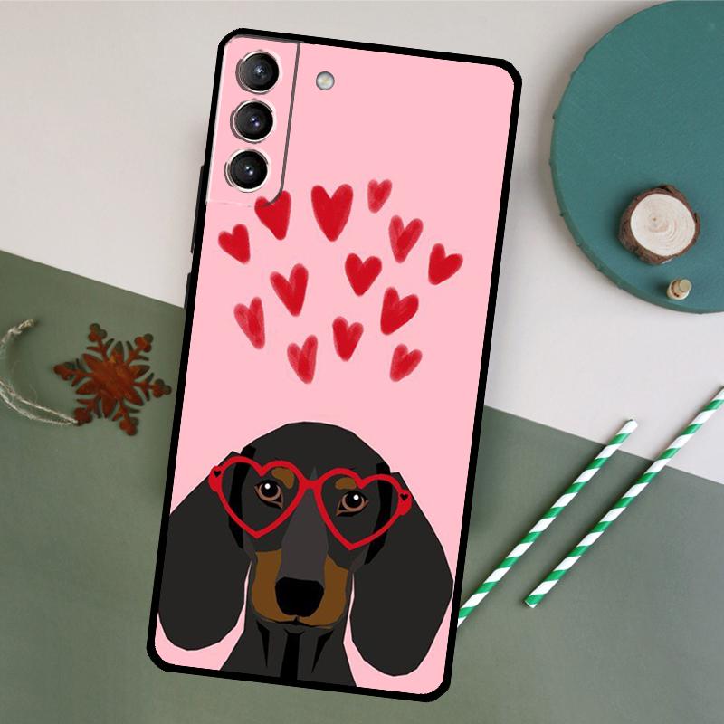 Cute Dachshund Dog Case For Samsung Galaxy S23 S22 S21 Ultra S20 FE S10 S9 Note 10 Plus Note 20 Ultra Cover