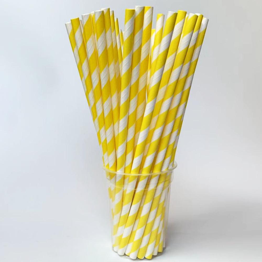 Individually Wrapped Biodegradable Striped Paper Straws
