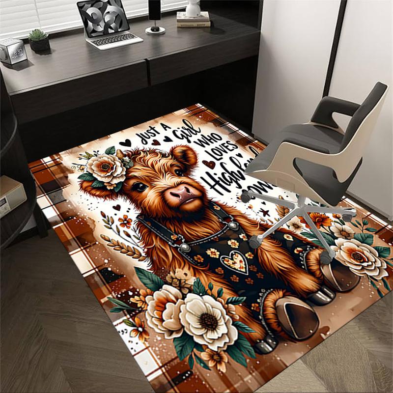 

1PC Highland cow girl Extra Large Non-Slip Floor carpet, Office, family, bedroom, Studio - Large Area Rug Indoor Rugs, Vibrant Colors-W255 60cm by 90cm