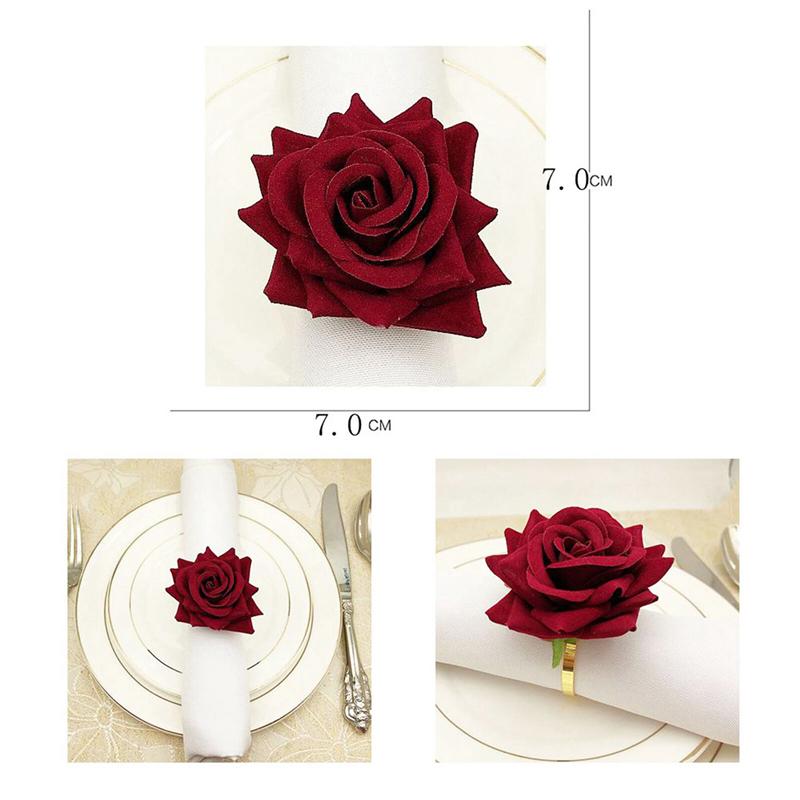 

A34R 72 PCS Red Rose Shape Towel Buckle Napkin Ring Wedding Party Valentine s Day Hotel Table Decor Metal Gold Napkin Holder