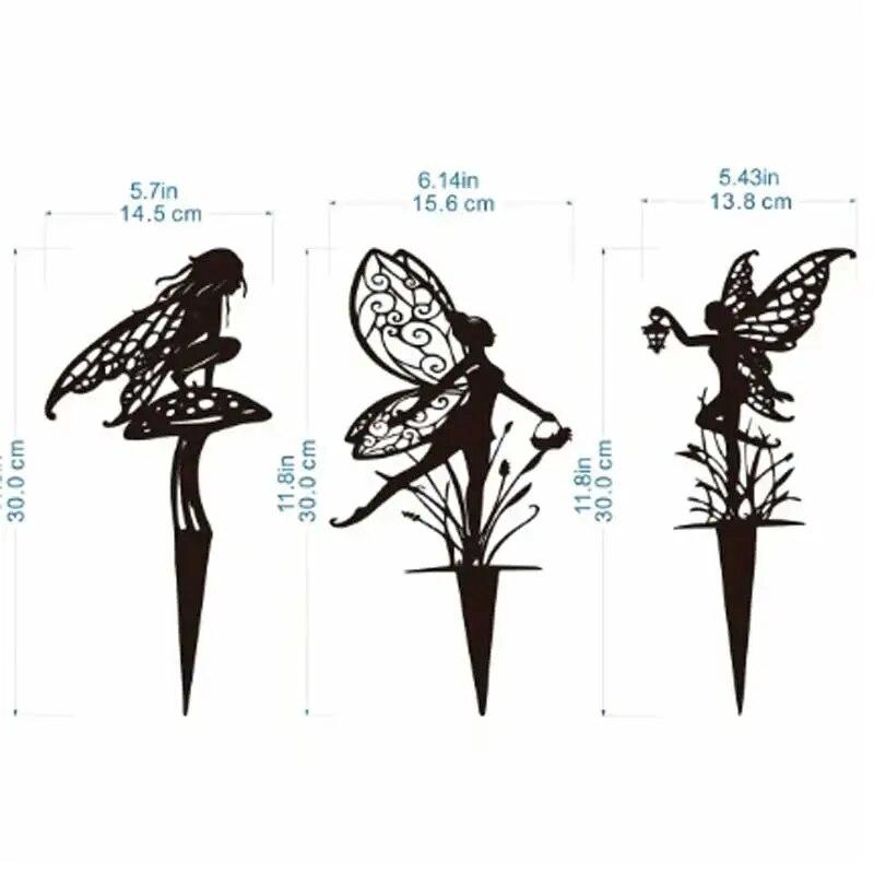 Flower Fairy Patio Sculpture Outdoor Garden Metal Iron Lawn Insert Metal Crafts Outdoor Garden Decoration