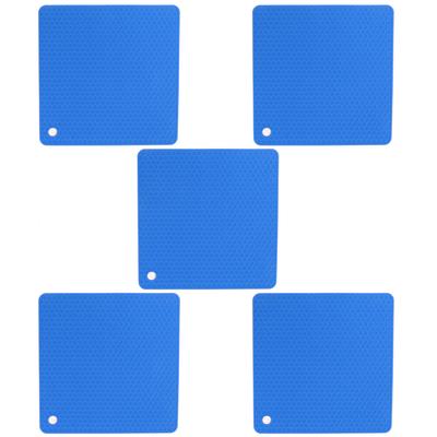 5pcs Silicone Pot Holders Mat Heat Resistant Anti Slip Square Honeycomb Trivet Mat Hot Pads for