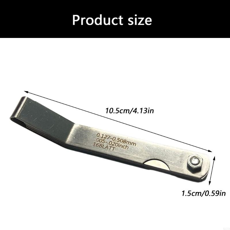 16 Blade Steel Feeler Gauges with Angled Head Angled Feeler Gauges for Precise Space Measurement From 0.127mm To 0.508mm M4YD