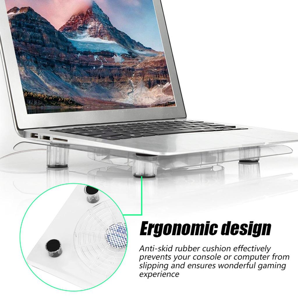 Ultra Quiet USB Notebook Cooler Cooling Pad Fans with LED RGB Lights for PS4PS3Laptop