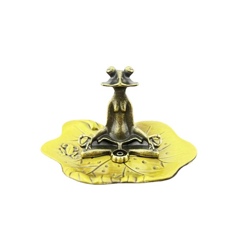 

1Pcs Alloy Incense Stick Burner Vintage Zen Frog Incense Holder For Home Office Decor Meditation Yoga Aromatherapy Ornament Gift A4