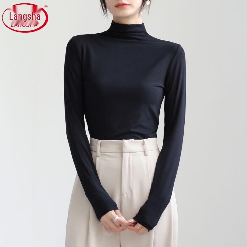 Langsha Women's Modal Mock Neck Long Sleeve Slimming Base Layer Top