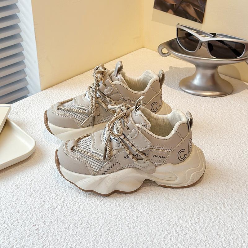 

Children s Spring and Autumn New Korean Edition Daddy Shoes Soft Sole Non-slip Sneakers Student Running Casual Leather Surface Size 26-37 26