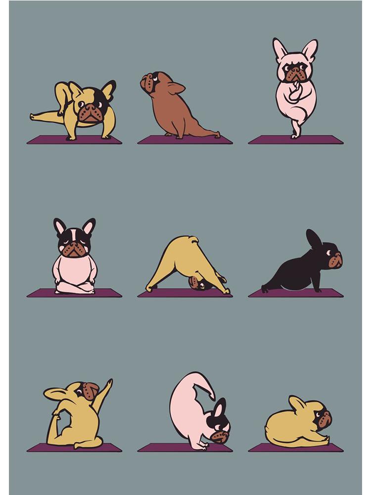 Modern Funny Cute Bulldog Cat Panda Yoga Gesture Poster And Print Canvas Painting Animal Nordic Wall Art Nursery Kidroom Decor
