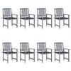 Garden Chairs and Cushions Set of 8 Solid Acacia Wood
