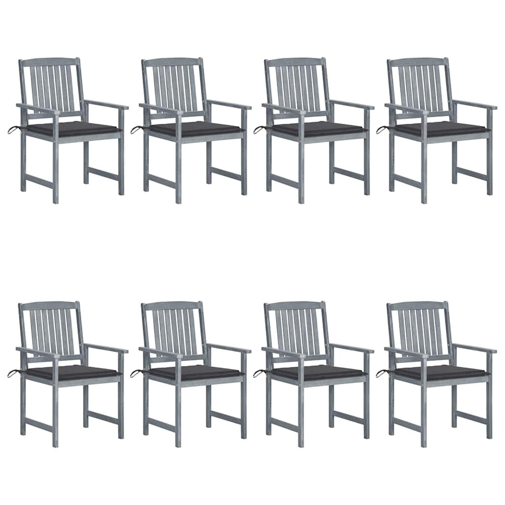 Chaises de jardin et coussins lot de 8 Bois acacia solide
