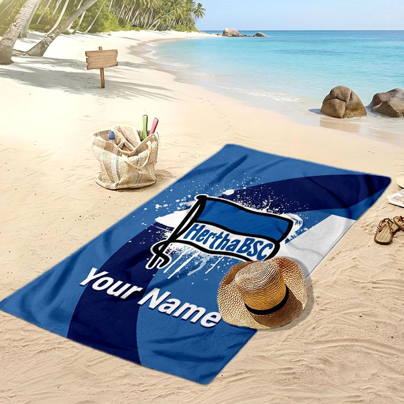 Hertha BSC Asciugamano da Spiaggia Stampato Personalizzato Logo Calcio Supporto Nome Personalizzato Testo Asciugamano Assorbente Per Sport Viaggio Regalo Speciale