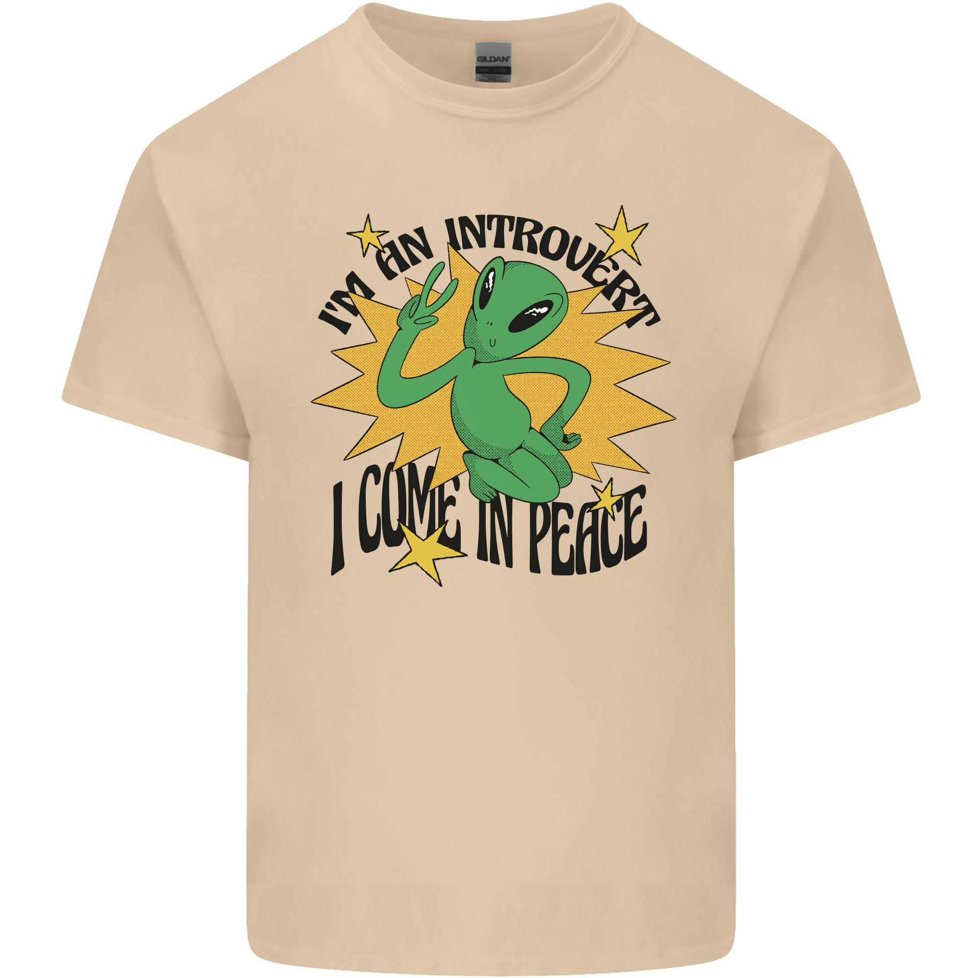 Alien Introvert I Come in Peace Funny UFO Unisexs Light Cotton TShirt S