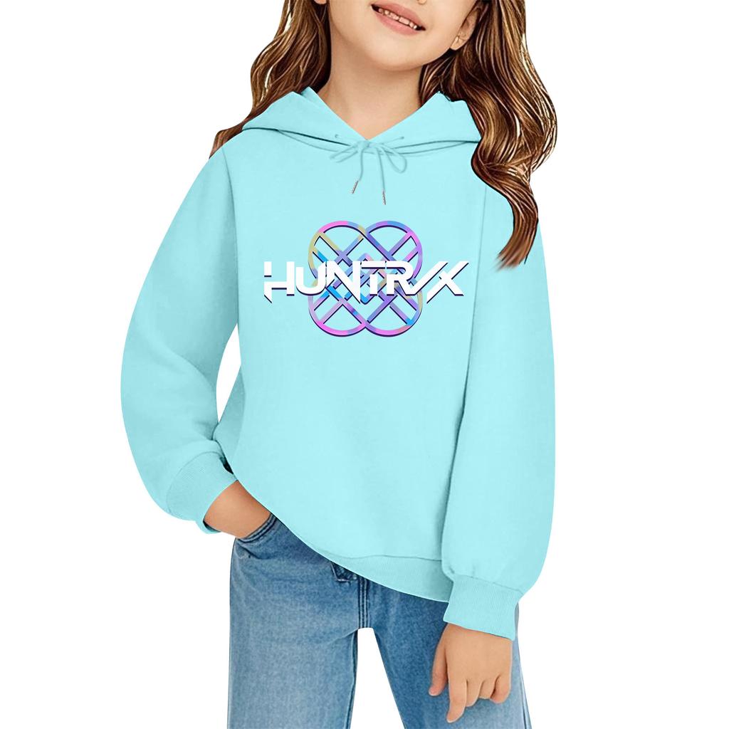 Kids' Long Sleeve Loose Pullover Letter Print Drawstring Hooded Sweatshirt