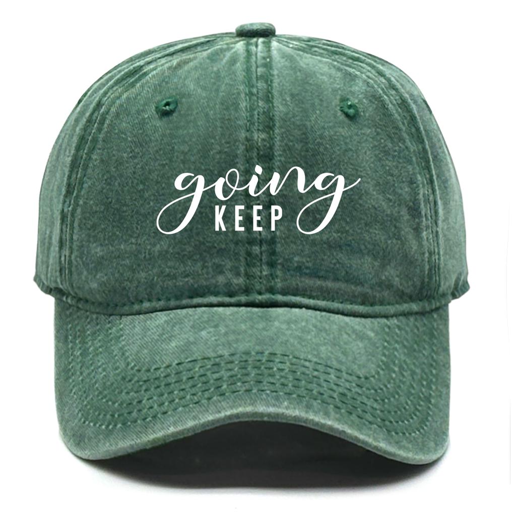 "keep going" Print Unisex Caps Cotton Cap For Man Leisure Washed Retro Adjustable Sun Hat Ideal Choice For Daily Wear