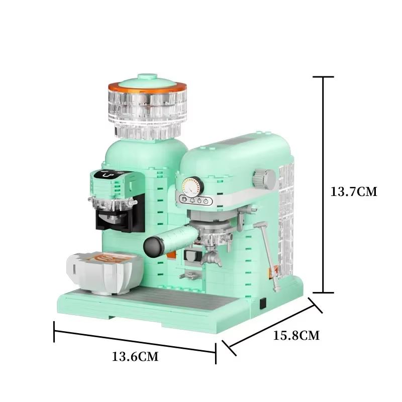 KNEW BUILT Klasik Kahve Makinesi Modeli Mini Yapı Taşları Vintage Dekorasyon Çocuklar İçin Montaj Hediyelik Oyuncaklar İnşaat Blokları