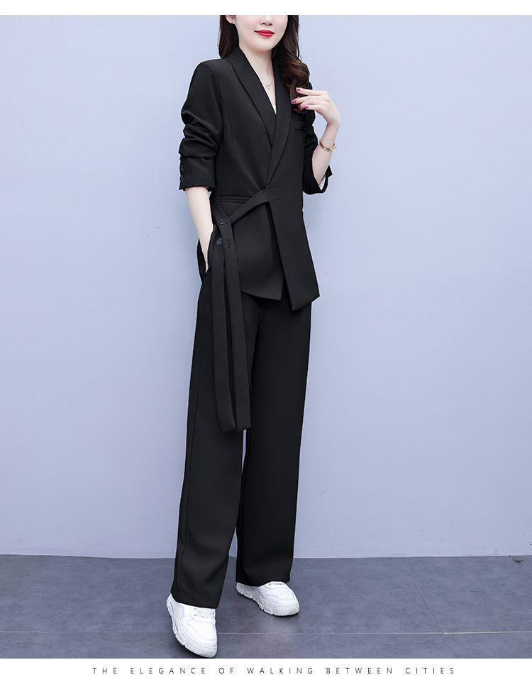 Spring & Autumn Plus Size Women's Wide-Leg Pants Two-Piece Set - Age-Reducing and Fashionable