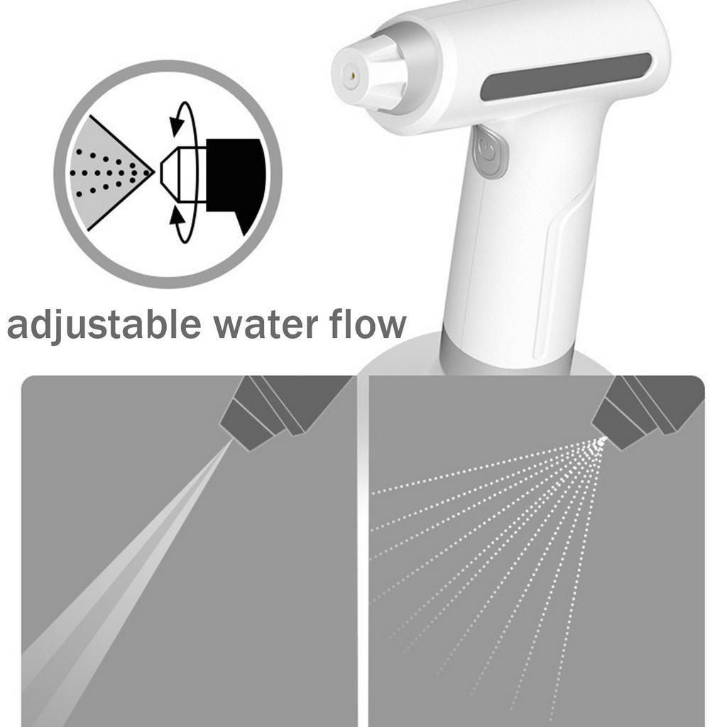 Biała elektryczna konewka do podlewania do użytku wewnątrz i na zewnątrz, ręczna elektryczna butelka z rozpylaczem do roślin, butelka z rozpylaczem do kwiatów, opryskiwacz do mgiełki wodnej, narzędzia ogrodowe 900ml