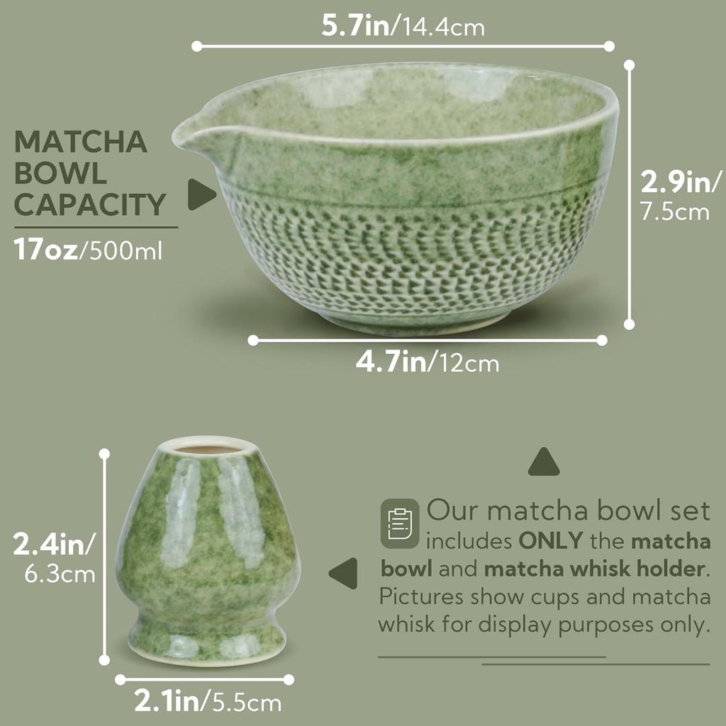 Japanese Matcha Bowl, Glazed Ceremonial Matcha Bowl with Whisk Holder for Matcha Powder/Matcha Tea/Japanese Matcha, 2 Color Options