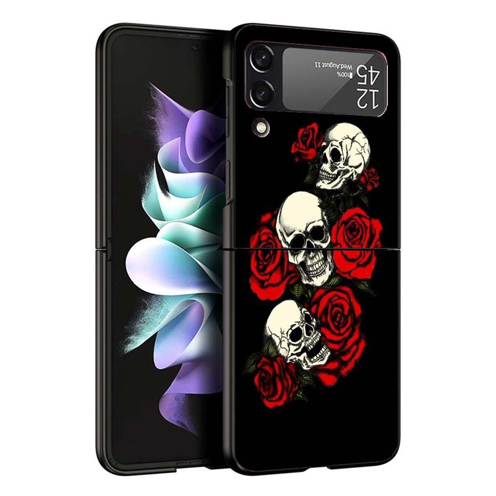 Human Skeleton Red Rose Phone Case For Samsung Galaxy Z Flip7 Flip6 5G Flip5 Flip4 Flip3 ZFlip 7 6 3 4 5 Shockproof Back Cover G