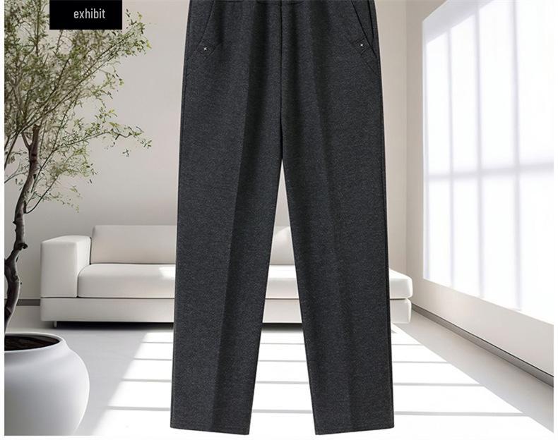 Mom's New Style Plus Size Spring & Autumn Loose Pants for Middle-aged & Elderly Women - Thick Velvet for Fall & Winter