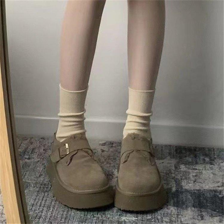 

Женские зимние ботинки на толстой подошве с начесом и утолщением 2024 года, новые зимние теплые женские туфли из шерсти и хлопка Майяра 40