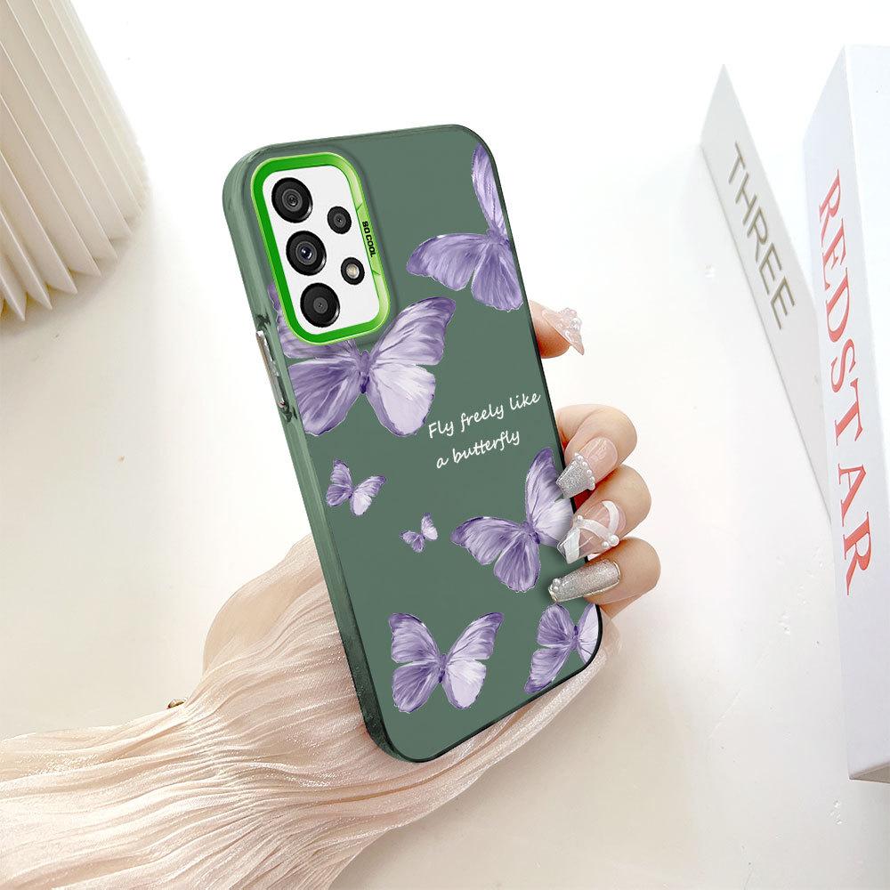 

Окрашенный узор, цветной серебристый, двухсторонний, жесткий, противоударный чехол для телефона Samsung Samsung M15 5G зелёный