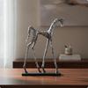 Resin Horse Figurine | Antique Silver Finish, Sculpture, Abstract Minimalist Design, for