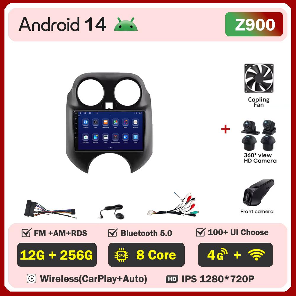 Car Multimedia Player For Nissan March MICRA 2010- 2013 Car Radio Player Touch Screen Wireless Android 14 Stereo Head Unit GPS
