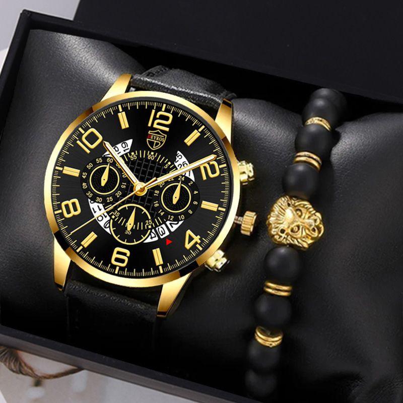 DEYROS Fashion Mens Sports Wristwatches Luxury Leather Quartz Calendar Watches For Men Business Casual Watches Reloj Hombre
