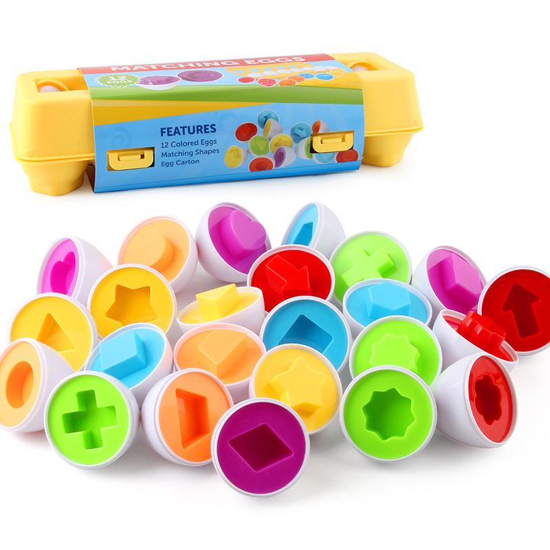 Montessori Educational Toys 2 Years Old Children Toy Eggs Toddler Sensory Puzzle Smart Eggs Colors Shapes Matching Sorter Game