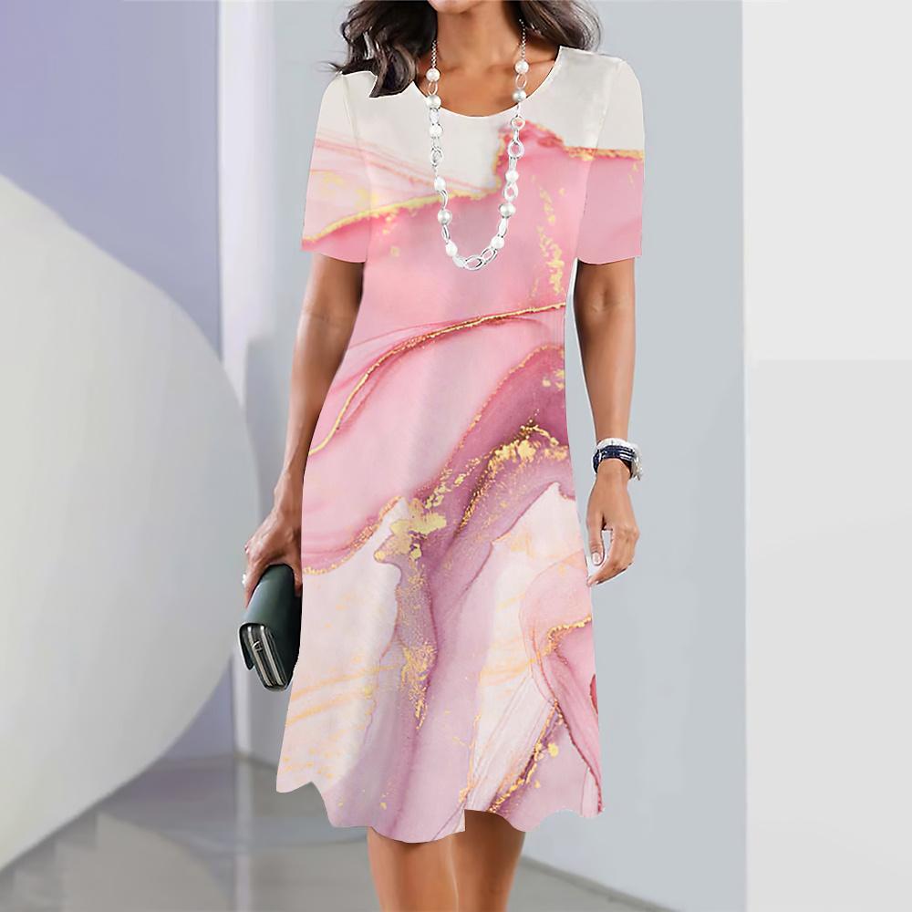 Vintage Women's Dresses Patchwork Print Short Sleeve A-Line Skirt Elegant And Pretty Y2k Women'S Dresses Oversized Summer 2025