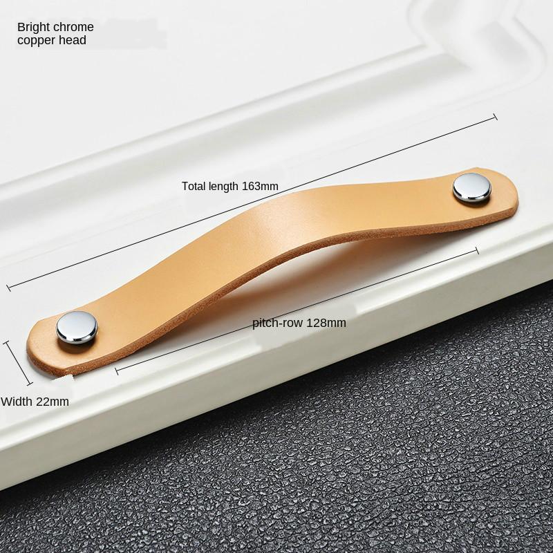 Nordic cowhide wardrobe drawer door leather handle kitchen cabinet bedroom study handle furniture children handlehandle