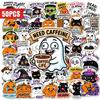 50 Pcs Cute Halloween Cartoon Stickers Ghost Pumpkin Black Cat Funny Waterproof Vinyl Decals For Journal Laptop Phone Case Gift