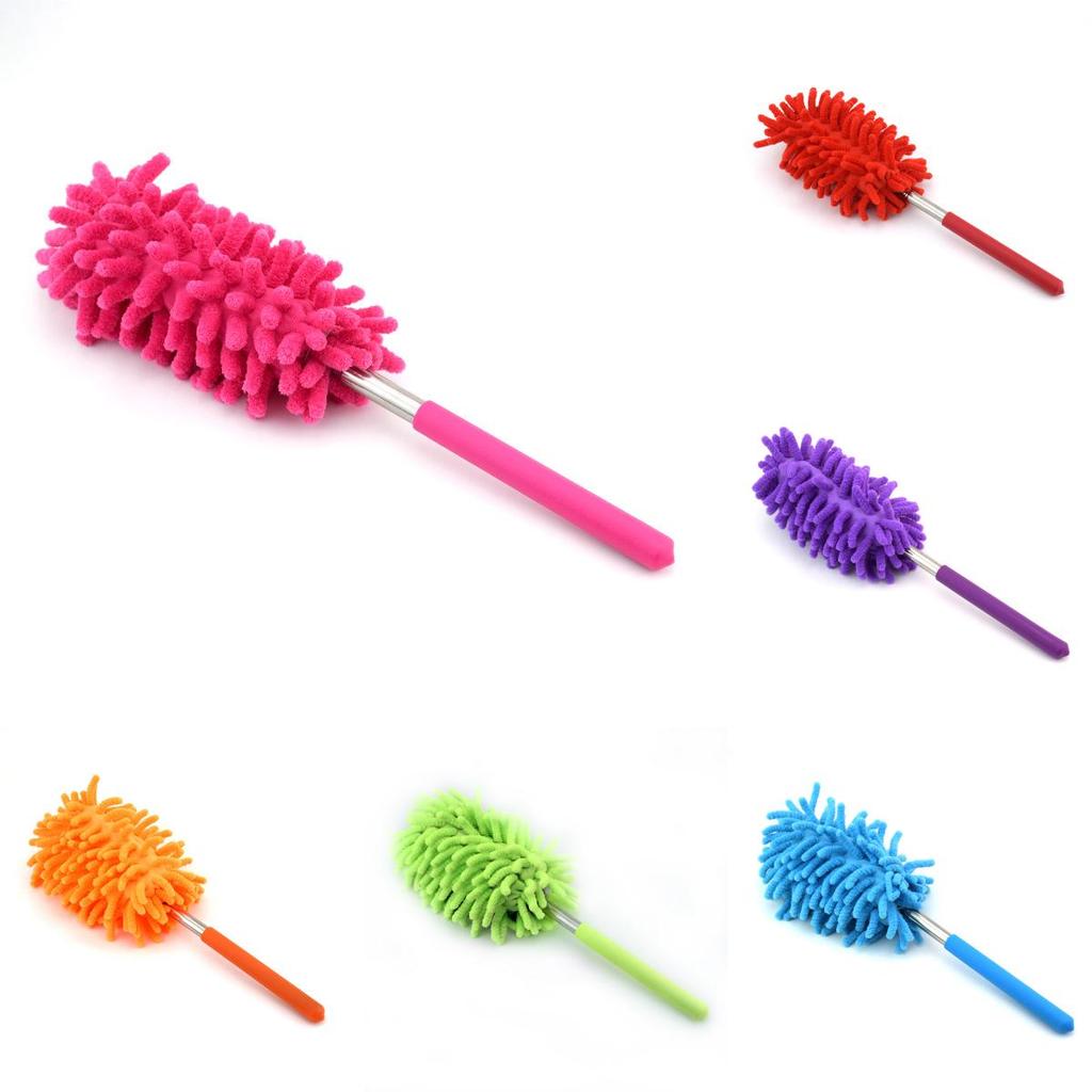 Stainless Steel Extendable Duster With Synthetic Fiber Head For Home Cleaning