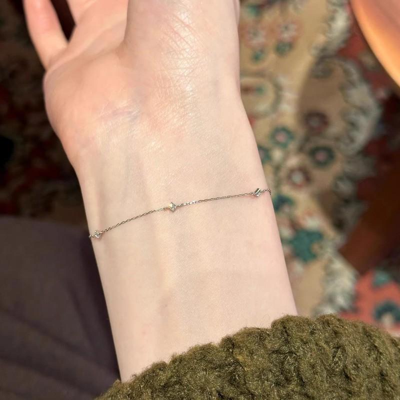 Minimalist Geometric Zirconia Square Chain Bracelet Women - Delicate Stackable Fine Jewelry In Gold Tone
