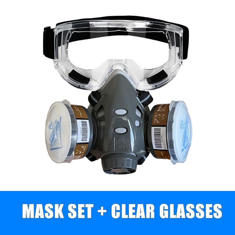 Professional Half Face Dust Mask With Wide Vision Safety Goggles Carbon Filtering Cartridge For Spraying Painting Work Safe