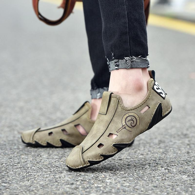 Fashion 38-48large Size Summer Men Leather Casual Shoes Designer Loafers Outdoor Breathable Fashion Driving Shoes Mens Zapatillas Hombre